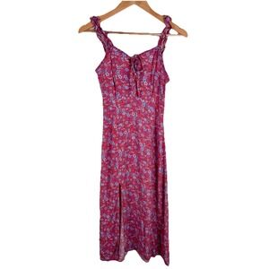 Japna Pink Floral Sleeveless Midi Smocked Sundress Size XS‎
